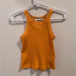 Ribbed Halter Tank Top in Bright Orange